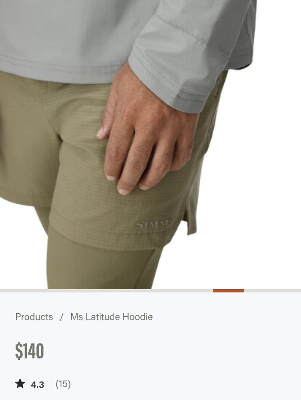 Simms NWT Men's Latitude Hoody, featuring UPF 50 sun protection mechanical Vent - Picture 3 of 16